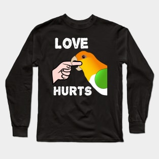 White Bellied Caique Parrot - Love Hurts Biting Long Sleeve T-Shirt